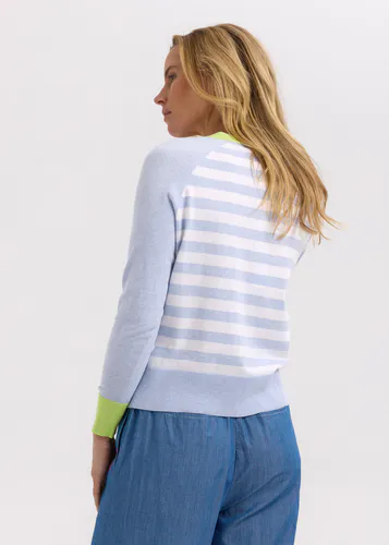 Model wearing Sky Split Cardi By Zaket & Plover Available at Beetees Nelson